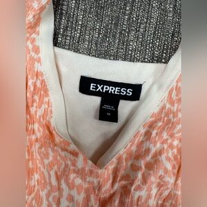 Express Coral and Cream Patterned Dress - Size M